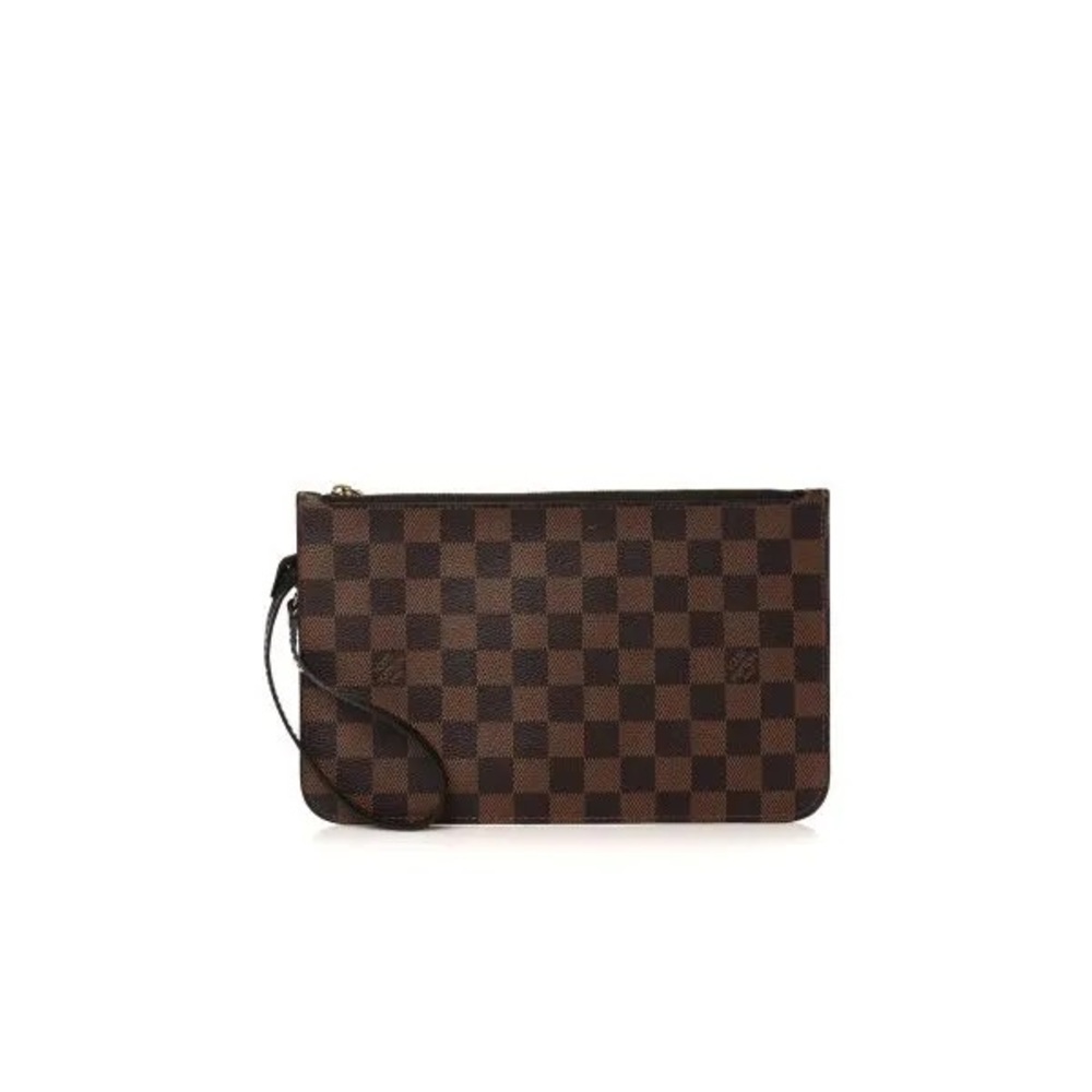 Authentic Louis Vuitton Neverfull MM Damier Ebene Pochette Wristlet